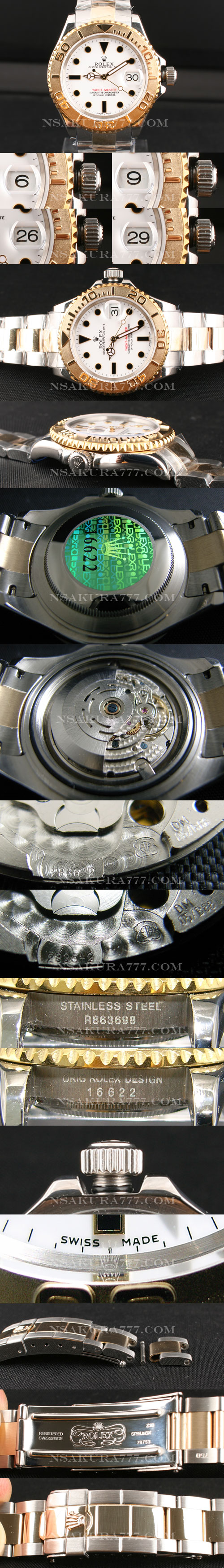 レプリカ時計ロレックス ヨットマスタ最新改良白2836-2搭載（14K圧着）一生剥げません - ウインドウを閉じる