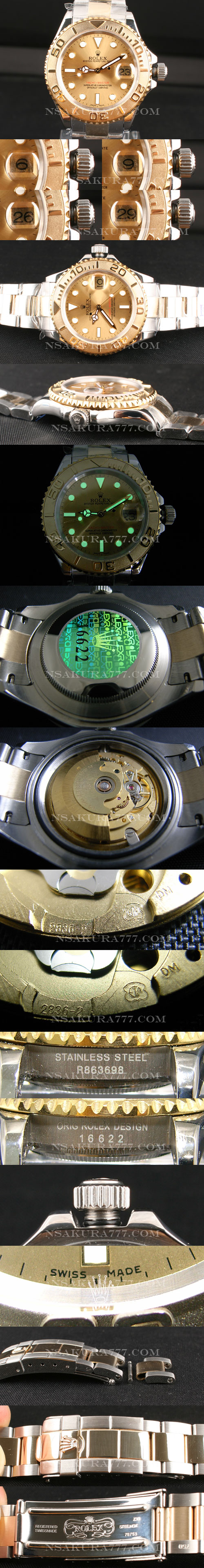 レプリカ時計ロレックス ヨットマスタ2836-2搭載（14K圧着）一生剥げません - ウインドウを閉じる
